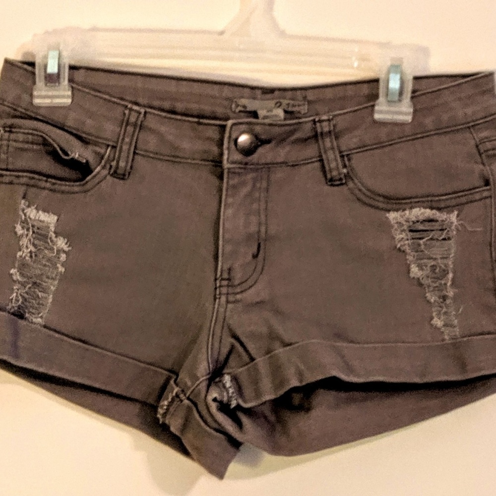 2.1 Denim Shorts Grey Distressed Cuffed size 28